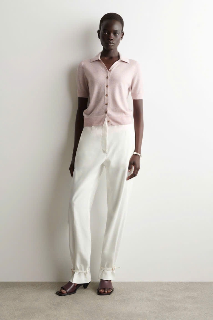 ÁO SƠ MI NGẮN TAY BẰNG VẢI LINEN-MERINO DỆT