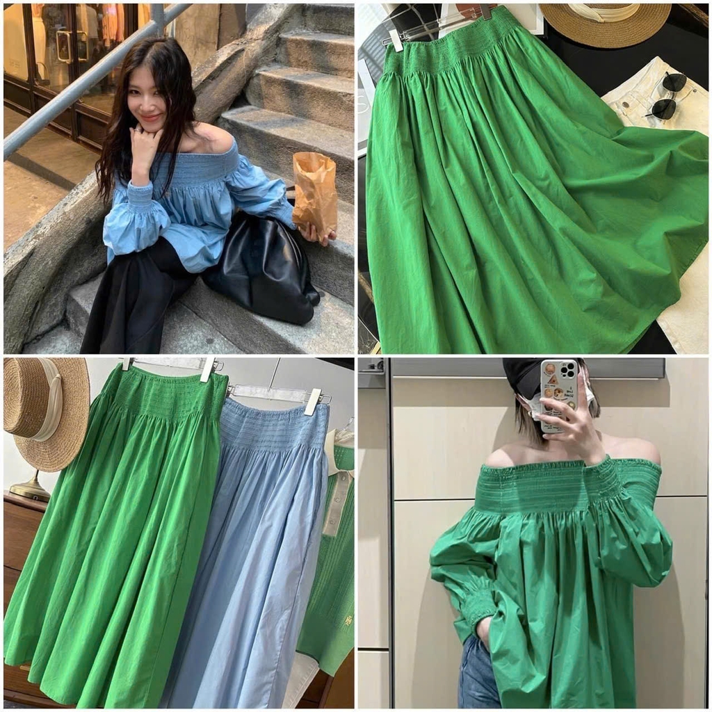 Chân váy midi COS suông rộng 2 màu (tách set)