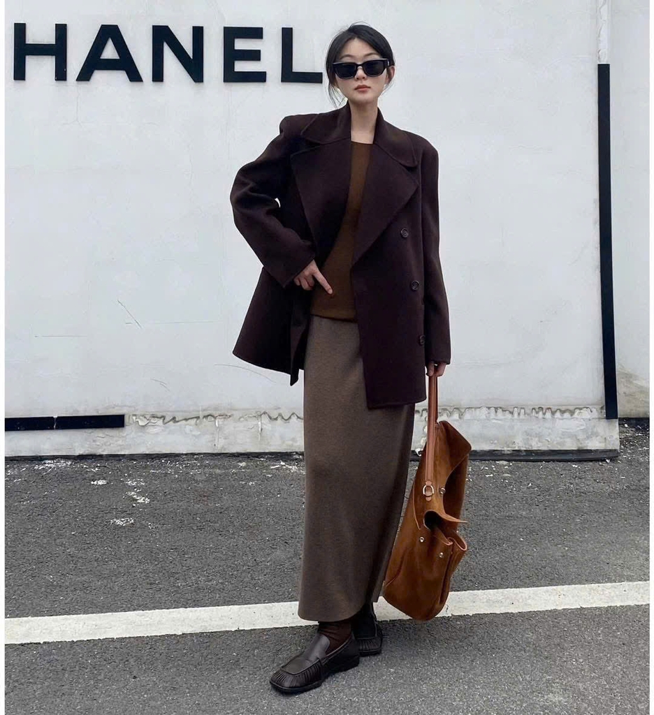 Coat dạ ép dáng lửng TOTEME