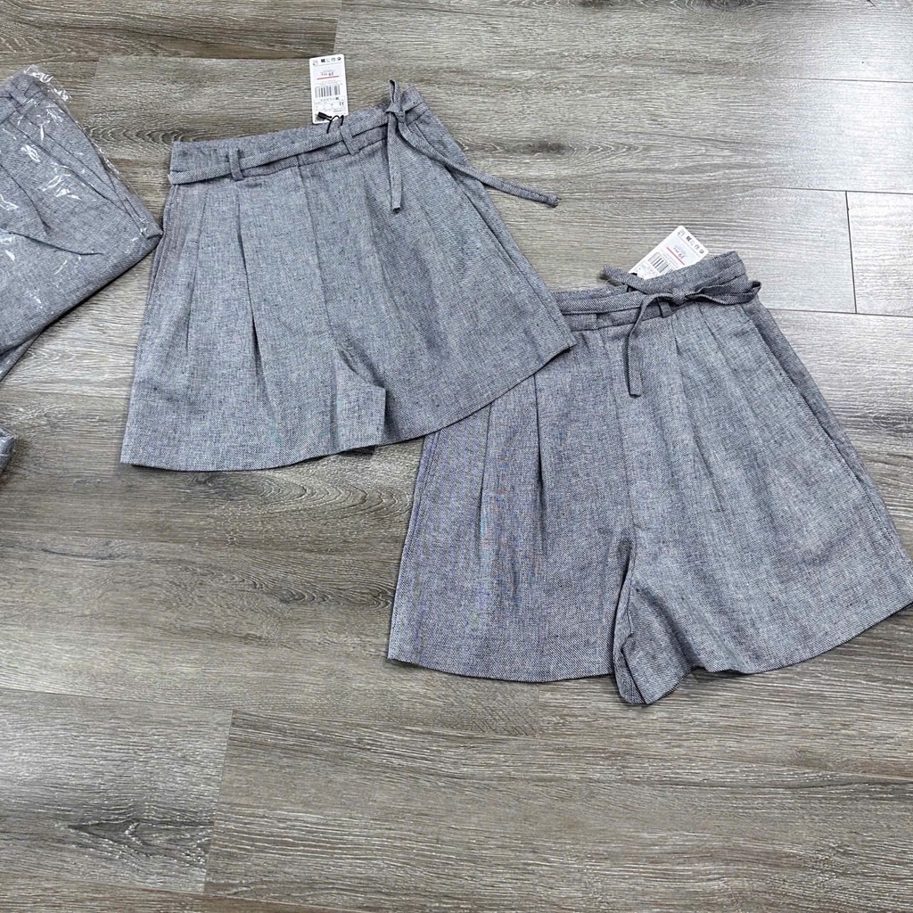 Quần short MNG linen màu muối tiêu dư xịn