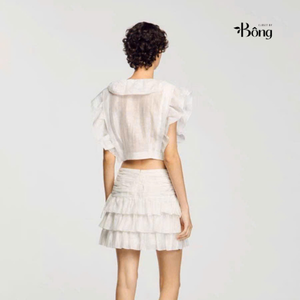 Áo Croptop nhún bèo Sandro