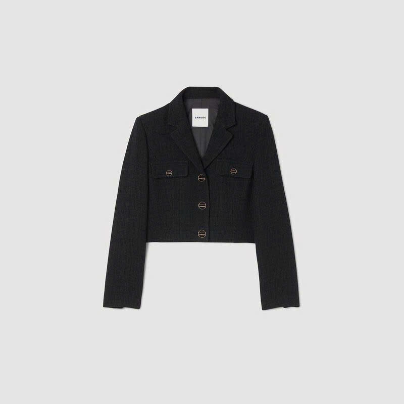 Áo khoác Tweed cài nút ngắn