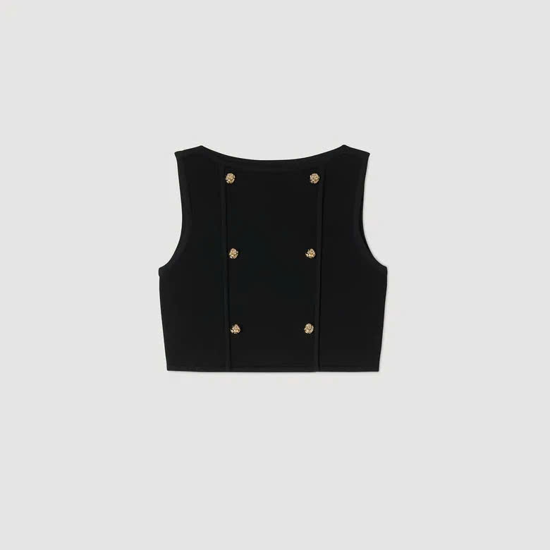 Set Sandro  áo croptop 2 hàng khuy + Chân váy mini