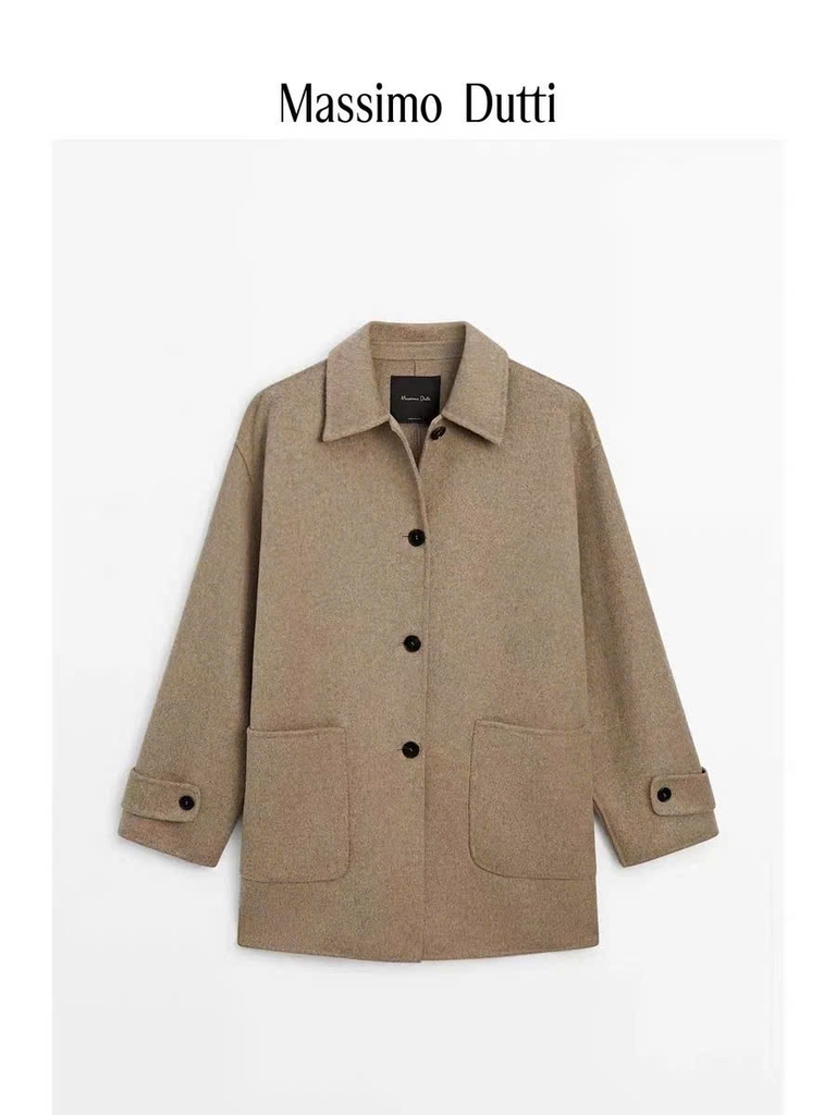 ÁO DẠ MASSIMO DUTTI CỔ BẺ TÚI HAI BÊN