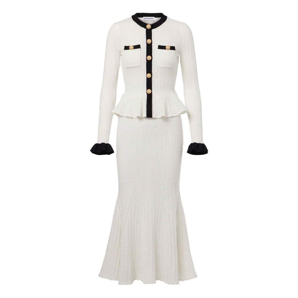 VÁY MIDI POINTELLE KNIT TƯƠNG PHẢN TRẮNG