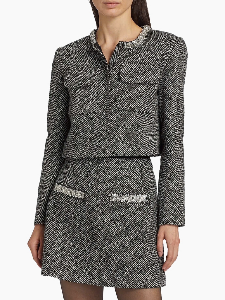 Blazer đính họa tiết xương cá
