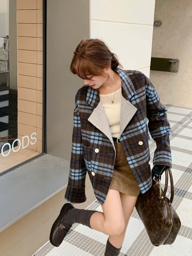 Coat dạ ép ICICLE kẻ