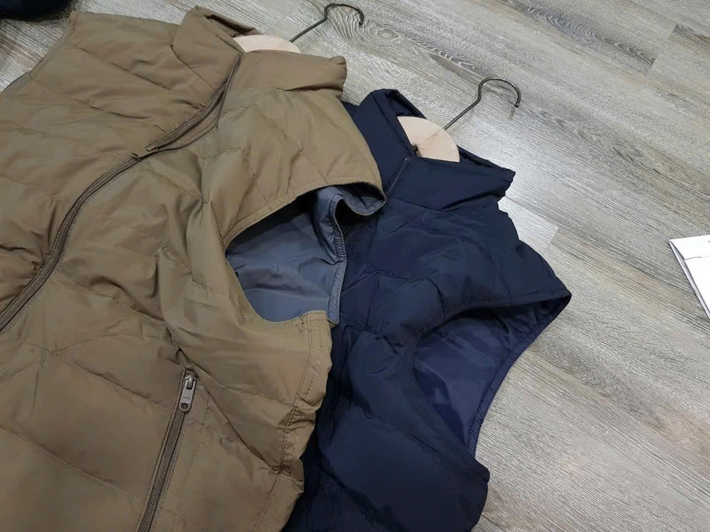 Áo khoác phao mỏng cộc tay cổ trụ