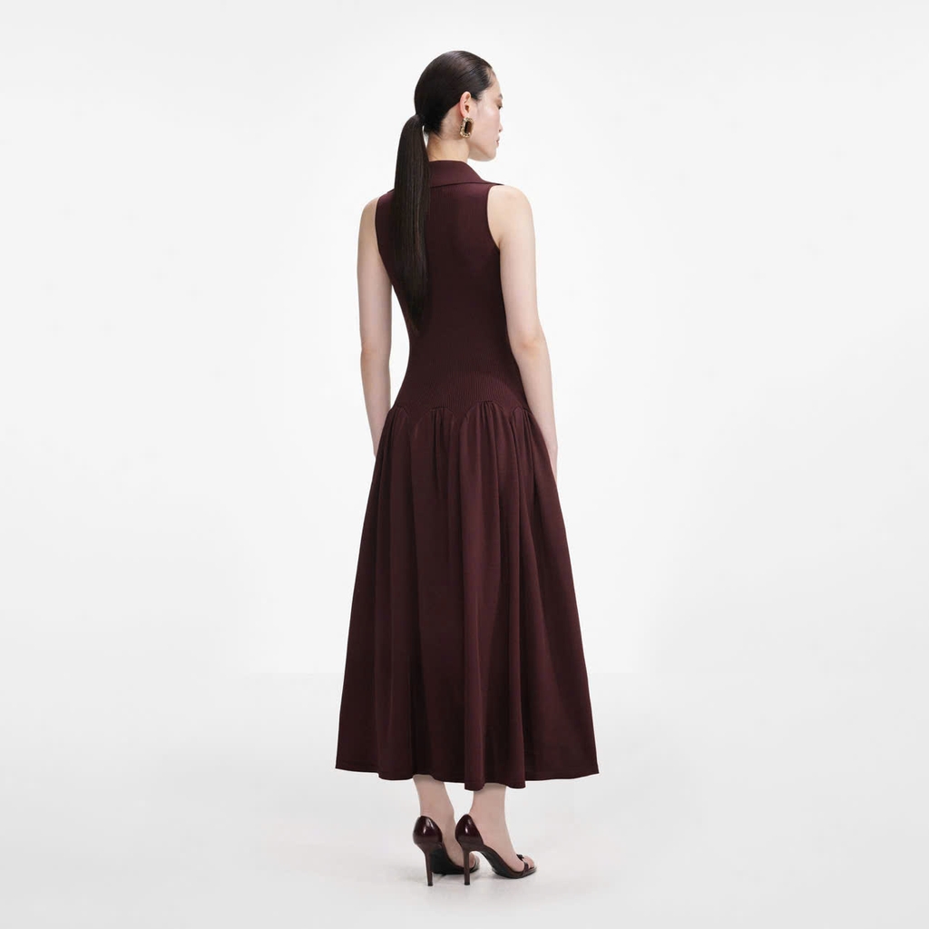 VÁY MIDI DỆT KIM GÂN NÂU