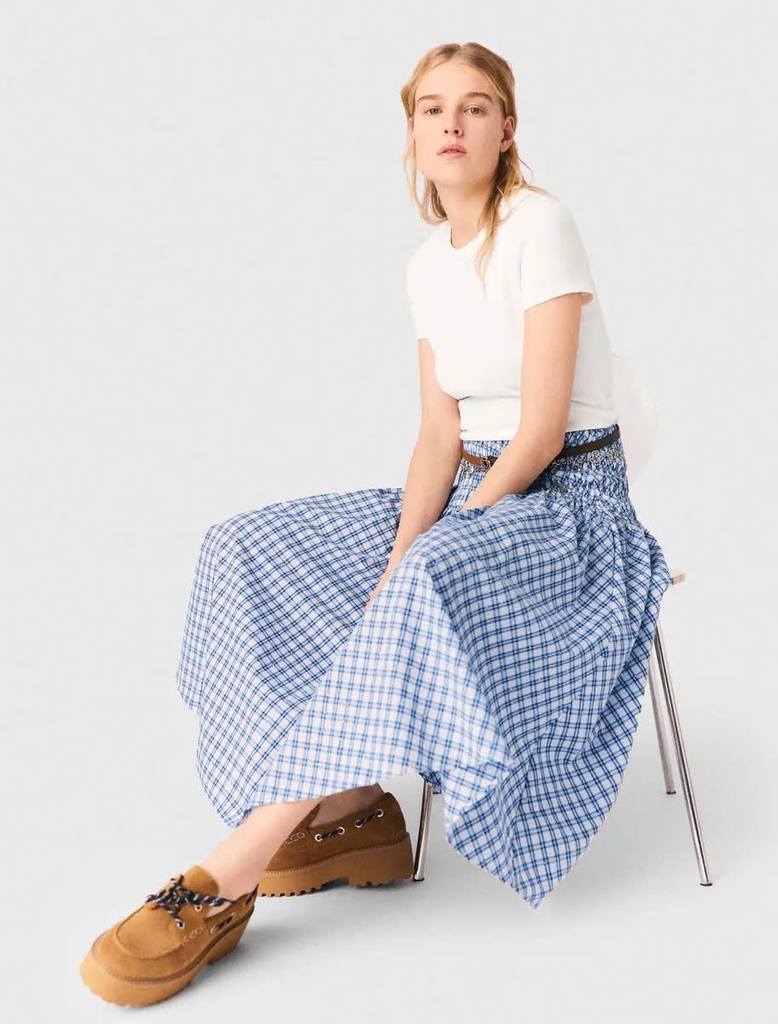 Chân váy maxi cotton đính đá