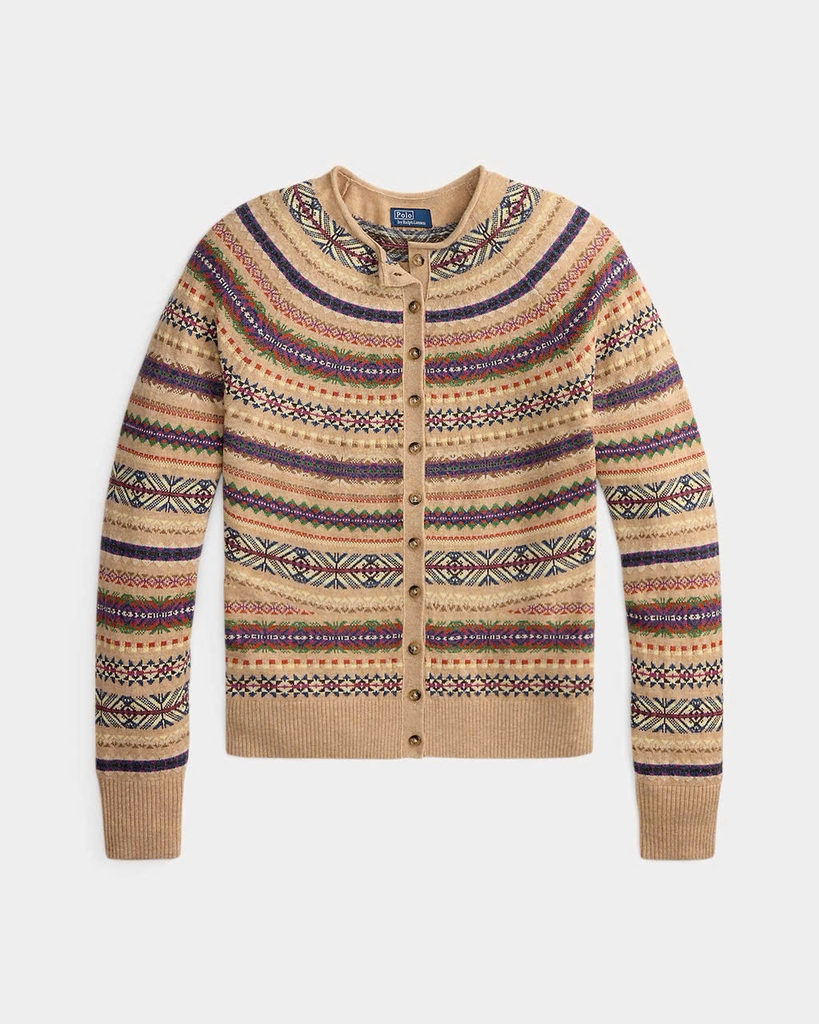 Áo khoác cardigan POLO RL pha len họa tiết Fair Isle