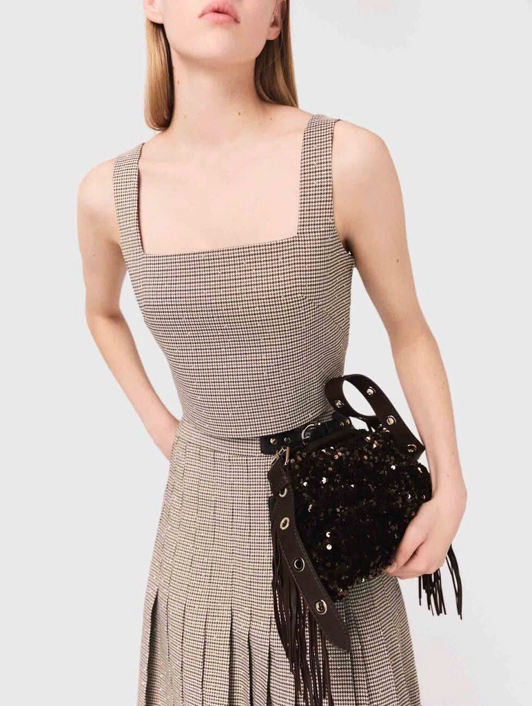 Áo 2 dây hoạ tiết kim cương kẻ caro