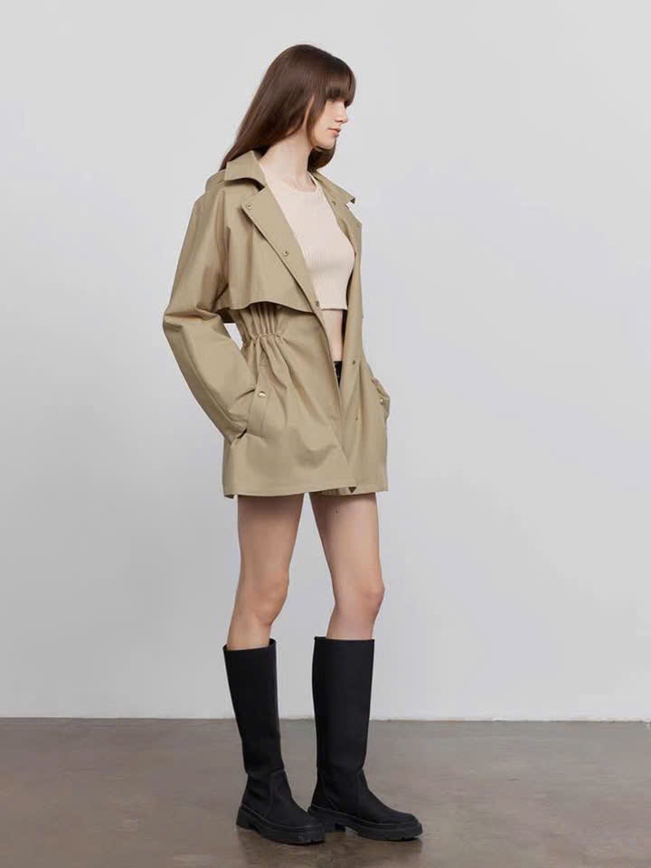 Trendcoat Sandro cắt tag khaki màu beirge