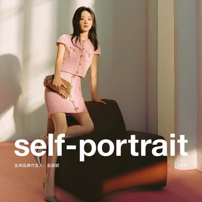 Áo Sel-Portrait sợi dệt cổ tròn ngắn tay 2 túi ngực khuy hoa (tách set)