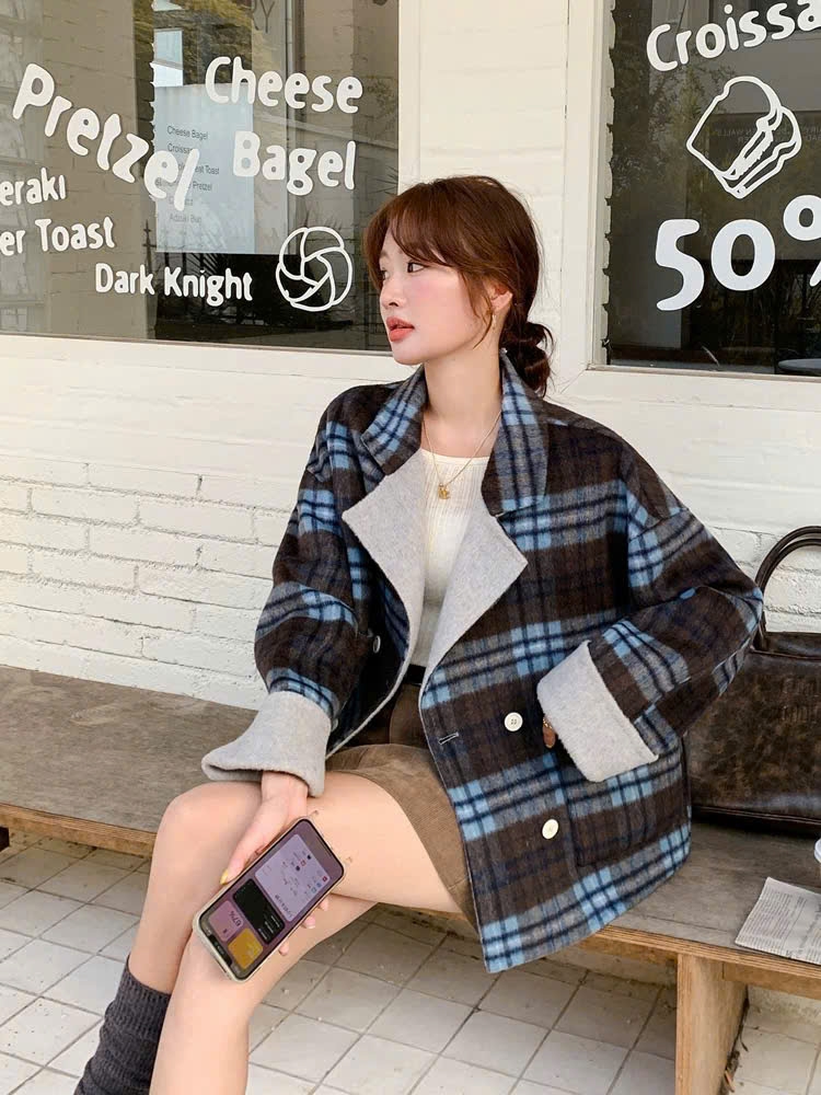 Coat dạ ép ICICLE kẻ