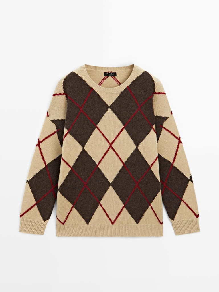 ÁO LEN PHA LEN DỆT KIM CÓ HỌA TIẾT ARGYLE