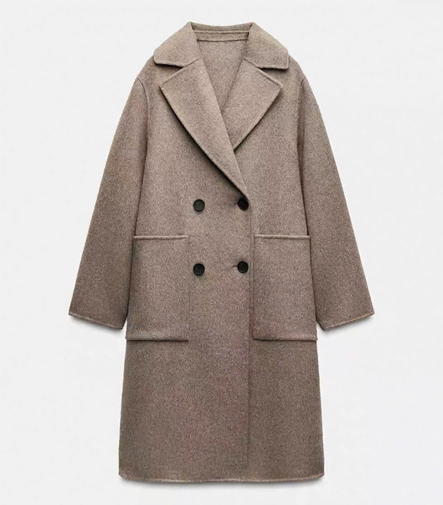 Trendcoat dạ ép Zara màu nâu