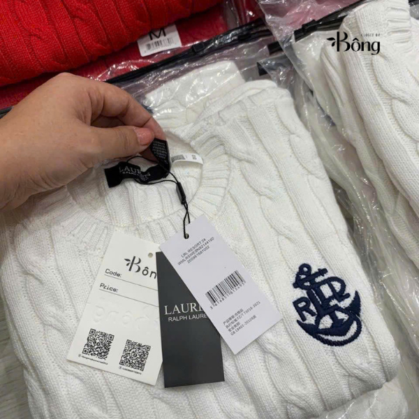 Áo len Polo RL ngắn tay cổ tròn vặn thừng 3 màu (tuồn auth full QR)