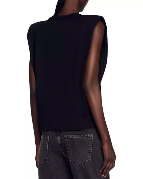 Áo tanktop Sandro đen cổ đá
