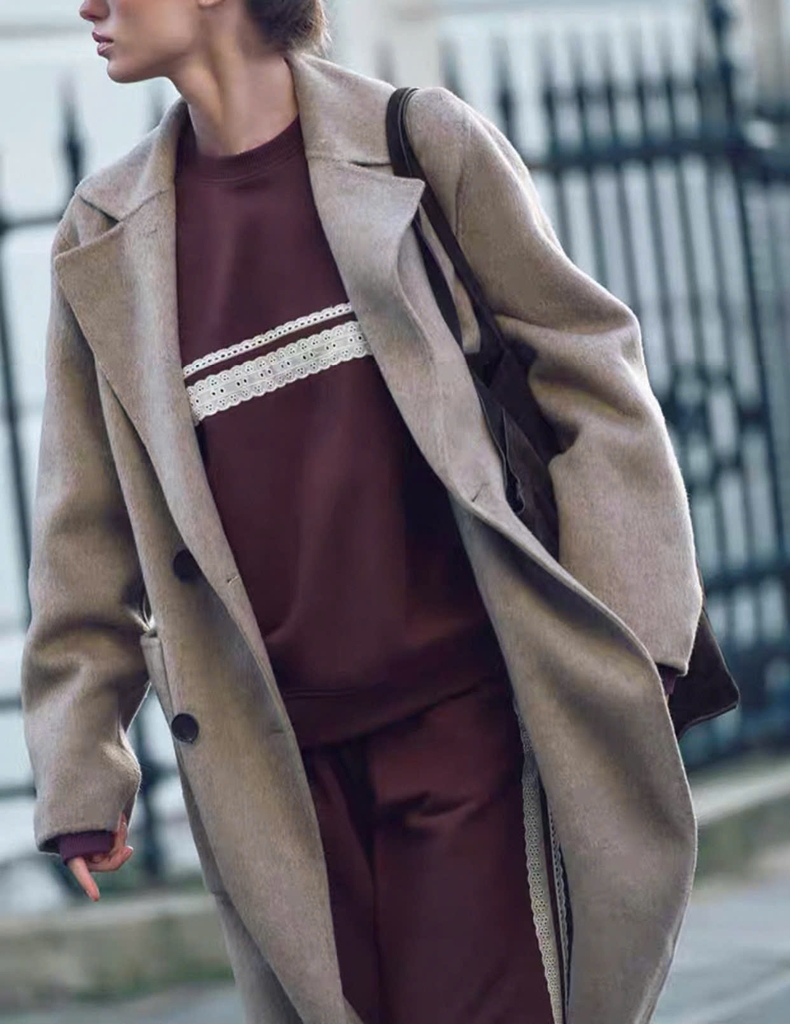 Trendcoat dạ ép Zara màu nâu