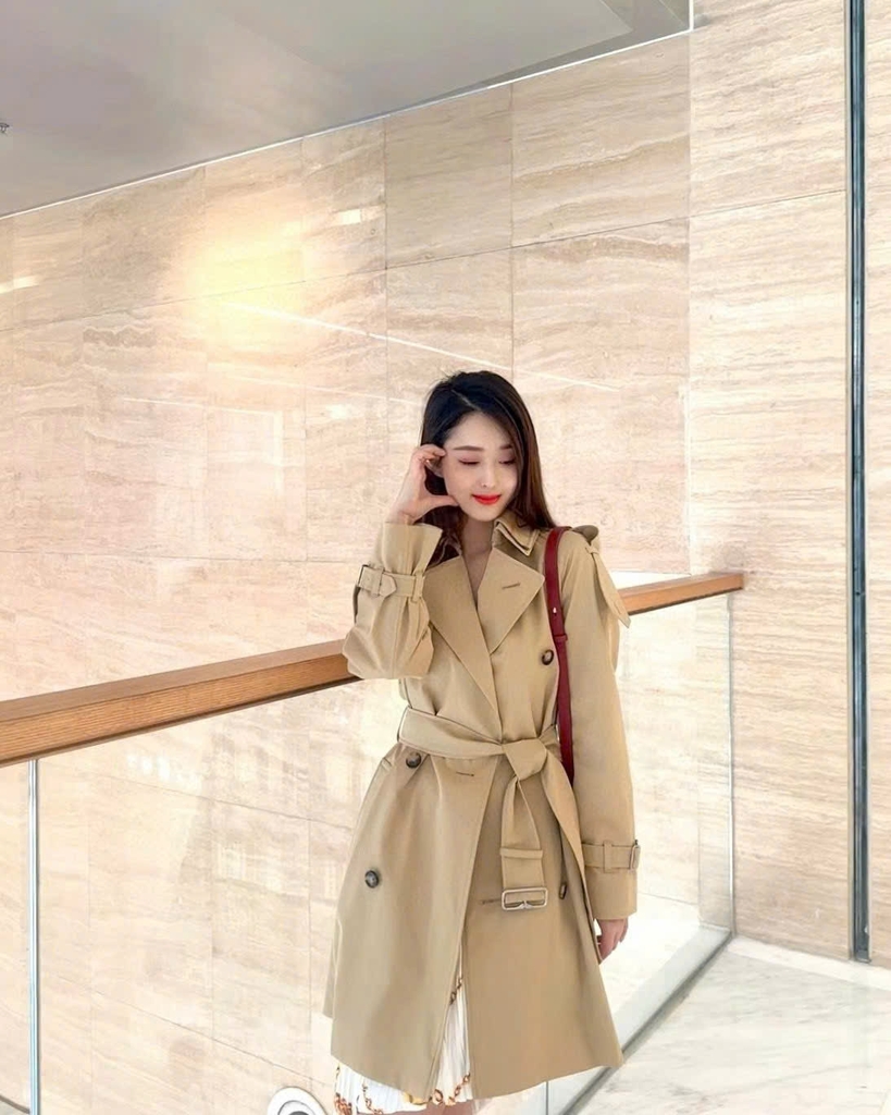 Trenchcoat BBR chất kaki dáng lửng kèm belt
