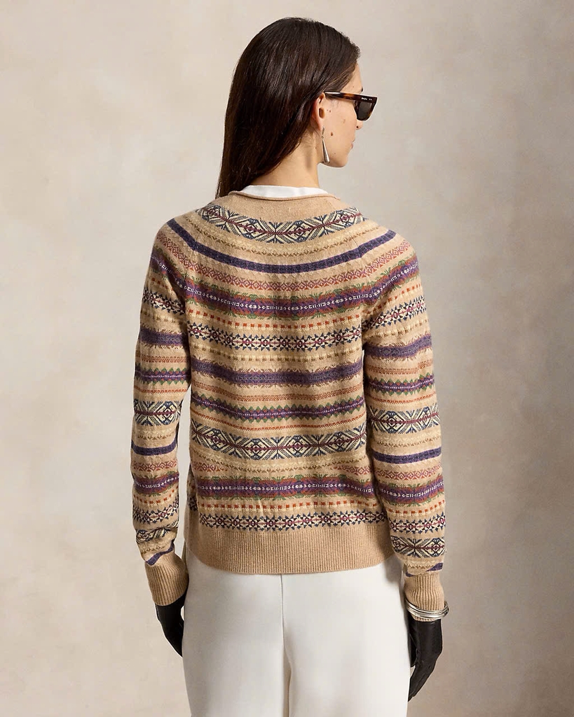Áo khoác cardigan POLO RL pha len họa tiết Fair Isle