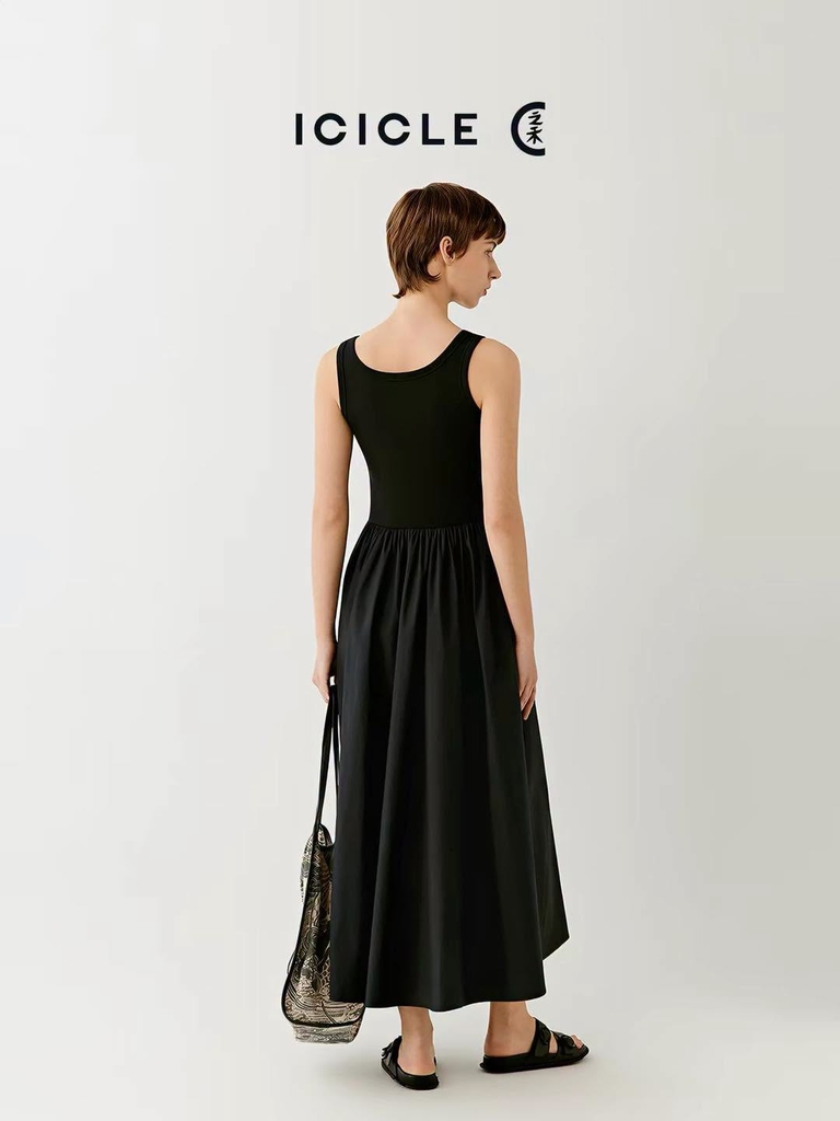 Váy sát nách ICICLE dáng maxi thun cải linen 2 màu