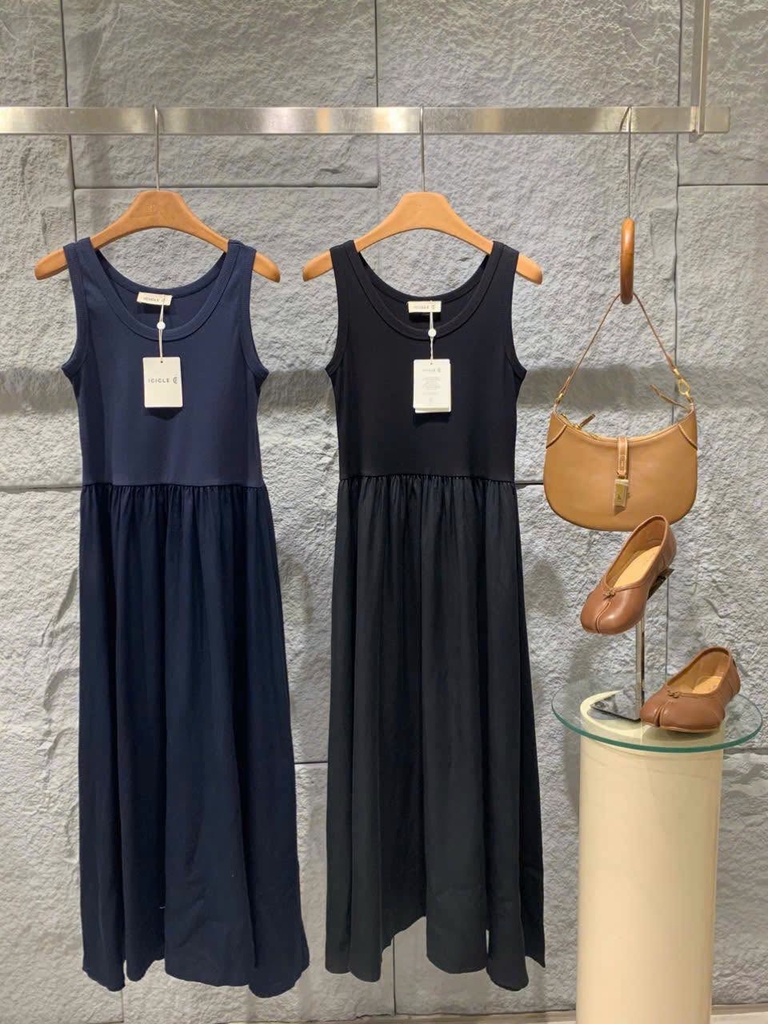 Váy sát nách ICICLE dáng maxi thun cải linen 2 màu