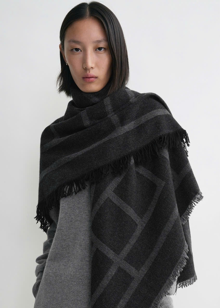 Khăn len cashmere họa tiết Monogram