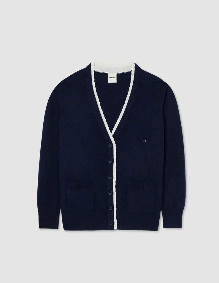 Áo khoác cardigan dài hai tông màu