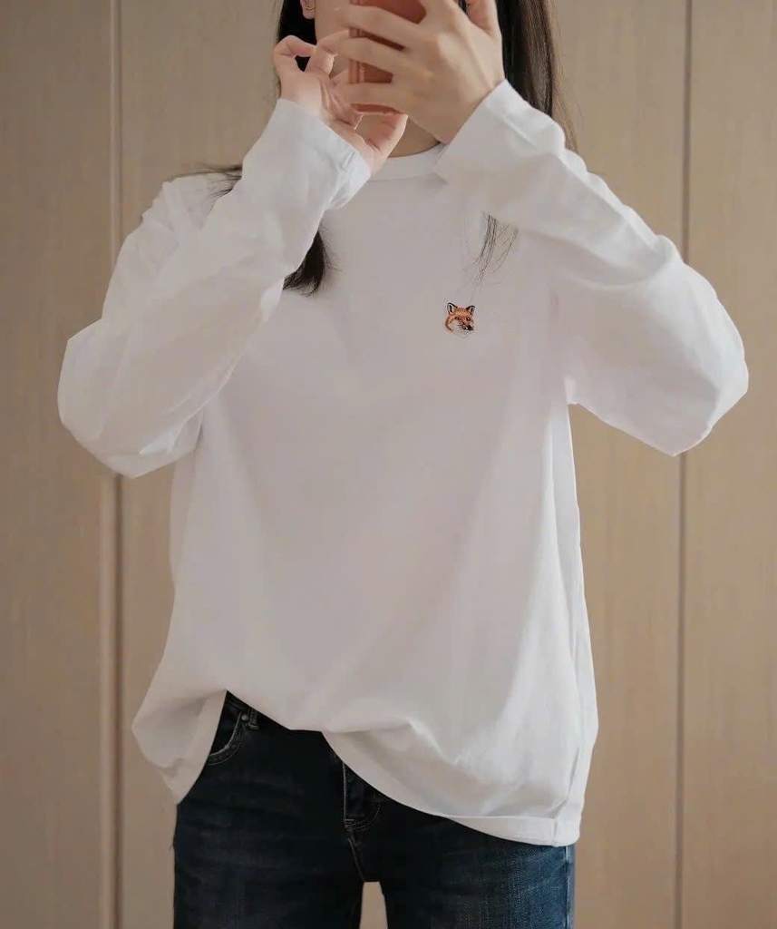Tshirt Maison Kitsune trơn cổ tròn