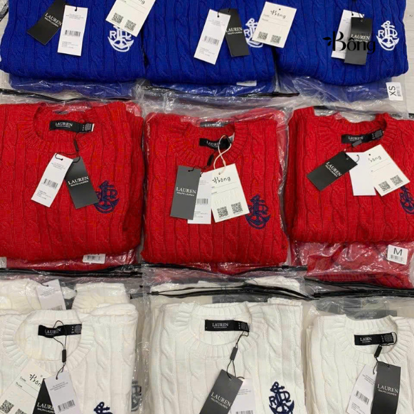 Áo len Polo RL ngắn tay cổ tròn vặn thừng 3 màu (tuồn auth full QR)