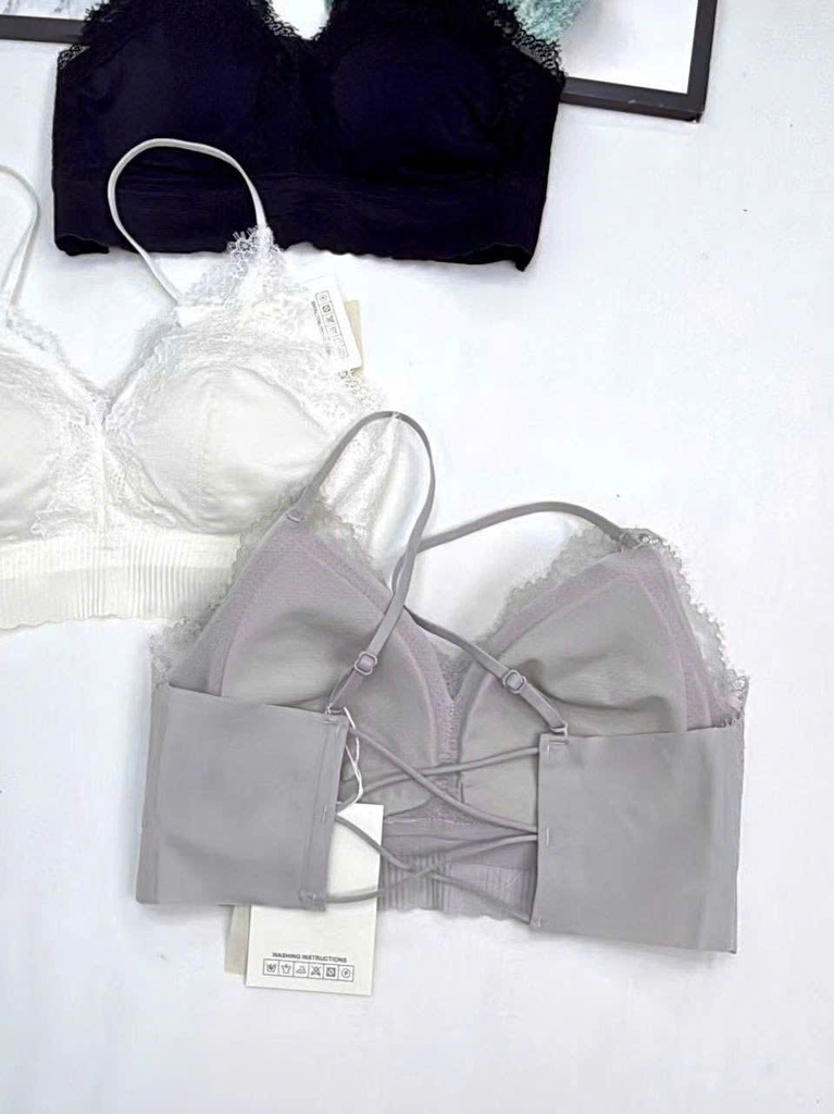 Áo bratop LA PERLA viền ren dây đan lưng 3 màu