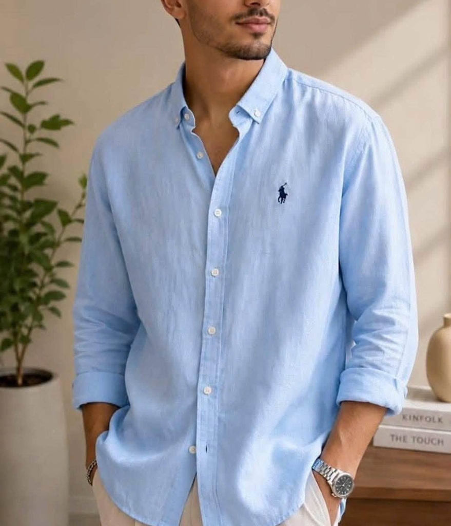 Áo sơ mi POLO vải lanh dáng cổ điển