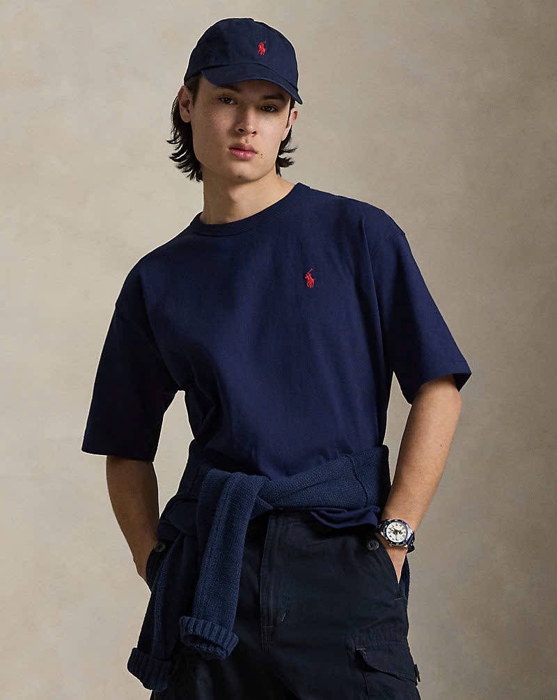 Áo thun cổ tròn dáng rộng thoải mái bằng vải jersey