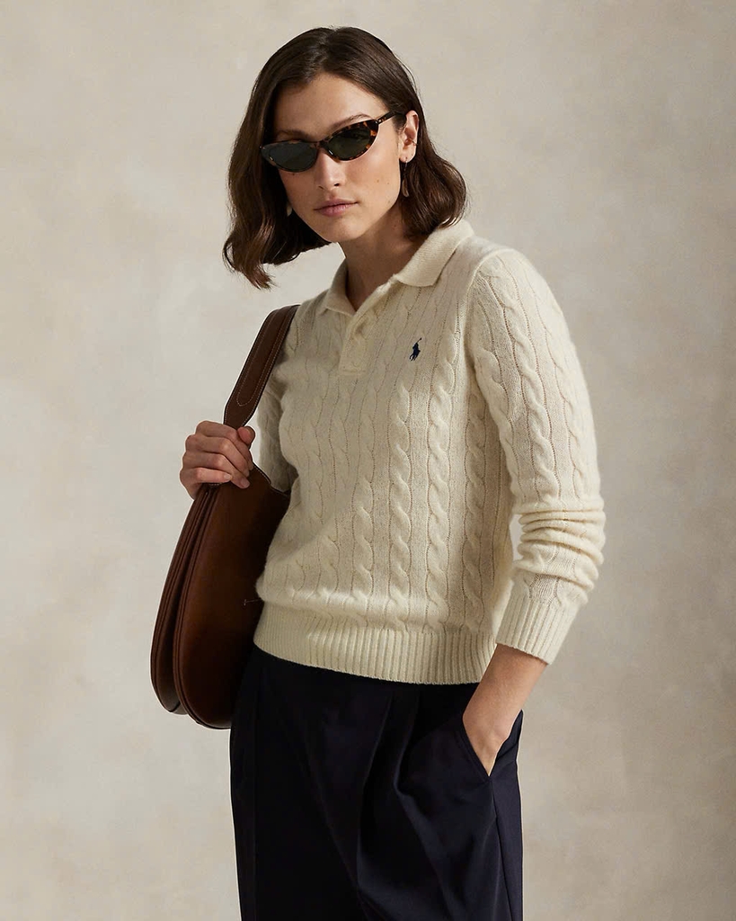 Áo len Polo cổ bẻ 3 khuy 3 màu 80% cashmere 20% wool