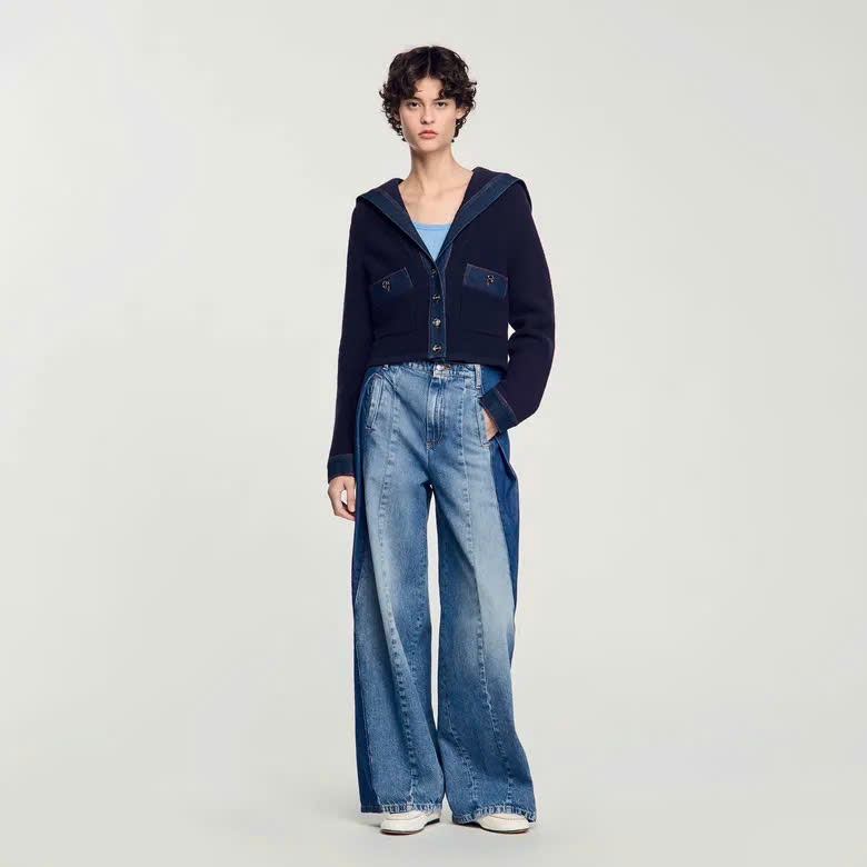 ÁO CARDIGAN PHỐI DENIM