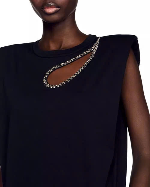 Áo tanktop Sandro đen cổ đá