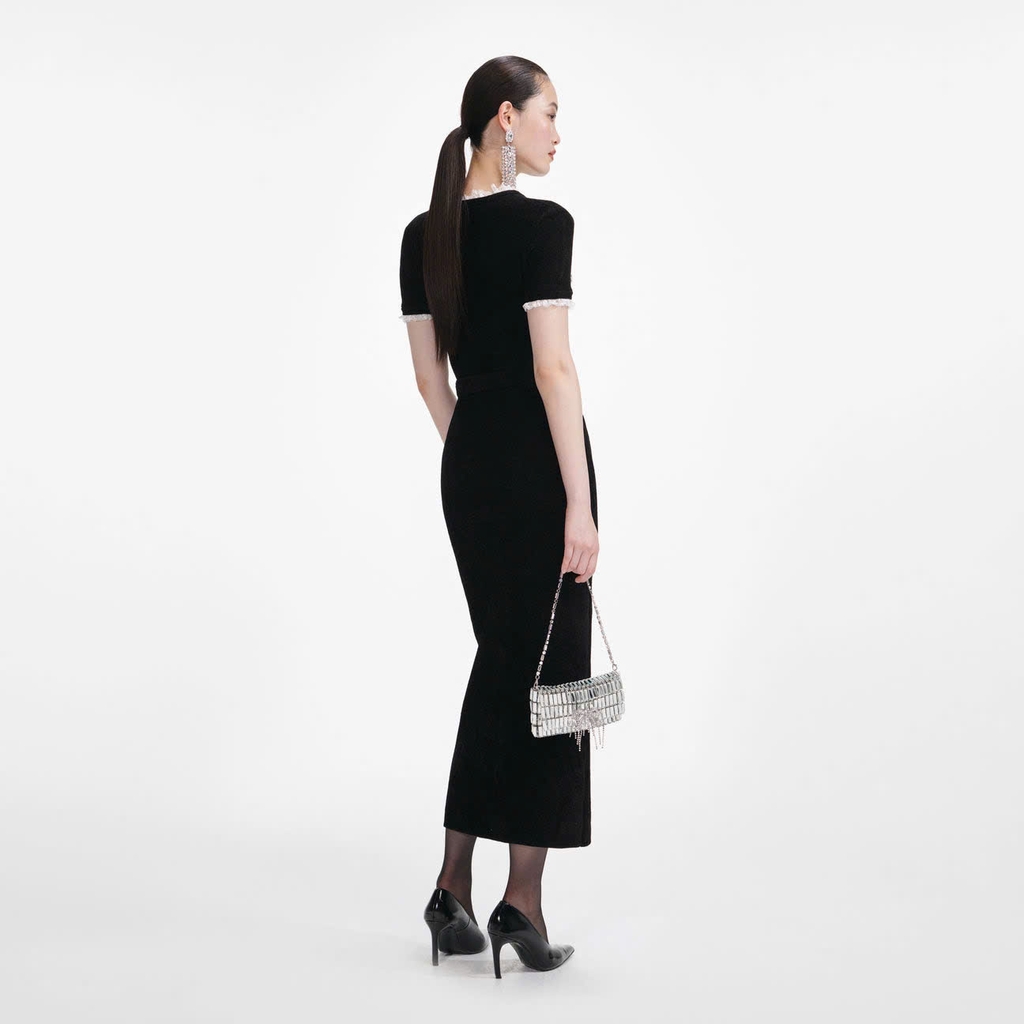 Váy MIDI dệt kim nhung đen