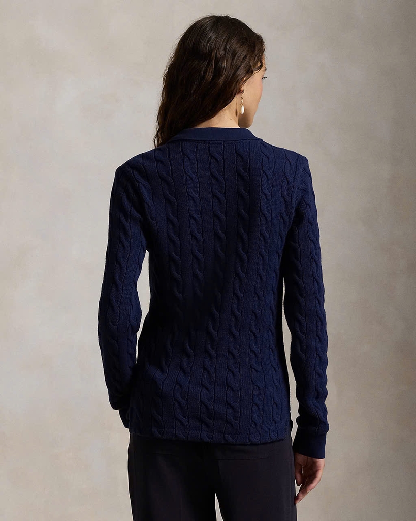 Áo thun polo dài tay bằng vải cotton dệt kim