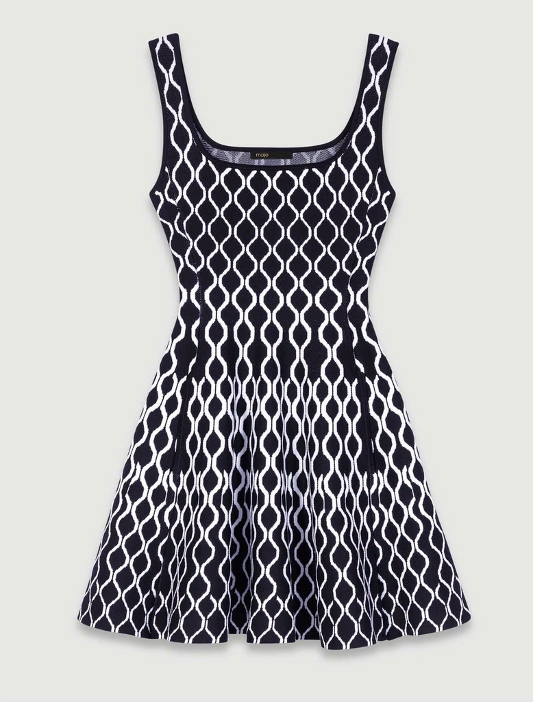 Váy ngắn dệt kim Jacquard