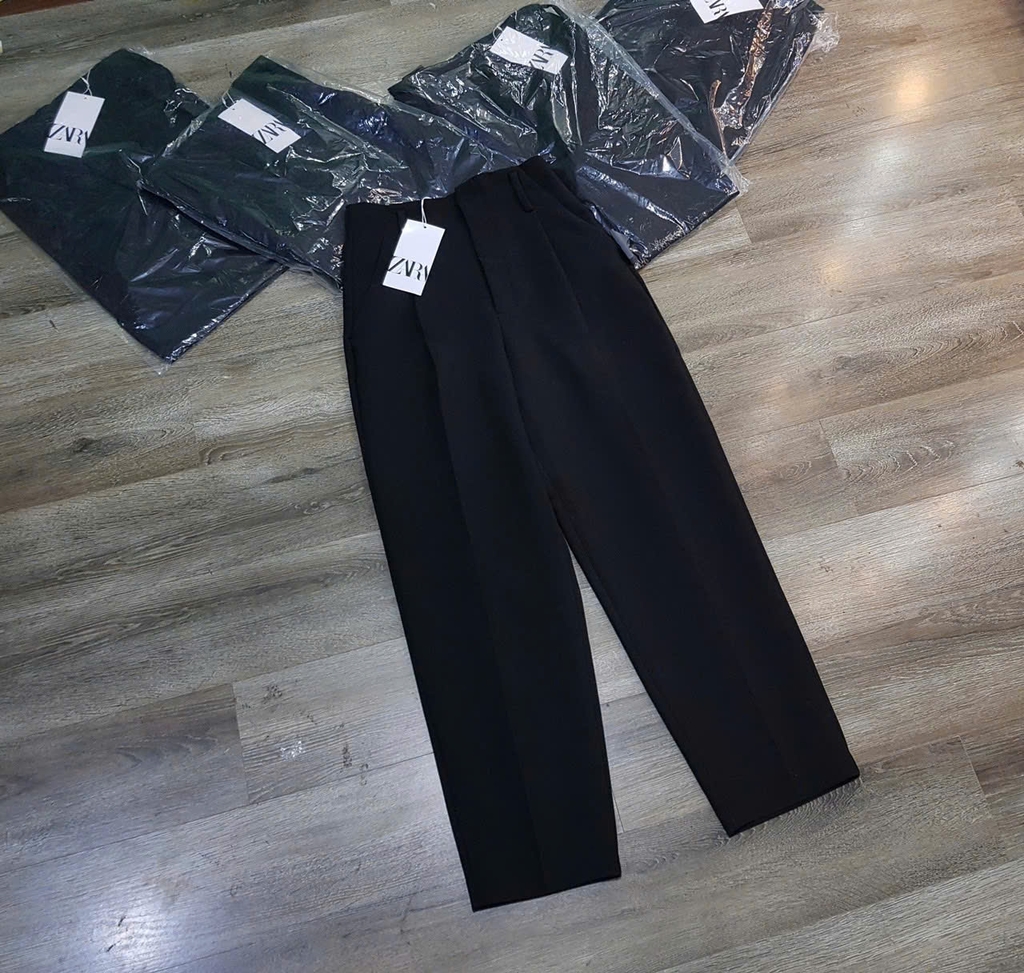 Quần baggy Zara đen cạp cao dư xịn