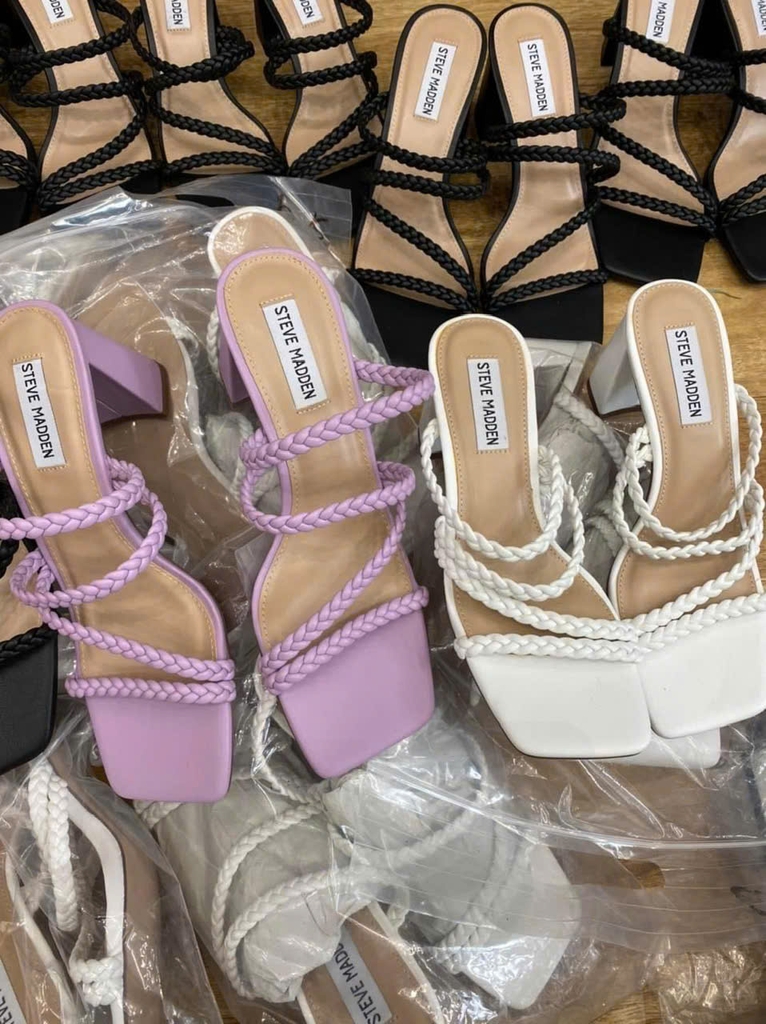 Guốc Steve Madden dây tết bản nhỏ 4 màu