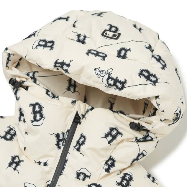 Áo phao MLB bo chun mũ màu trắng