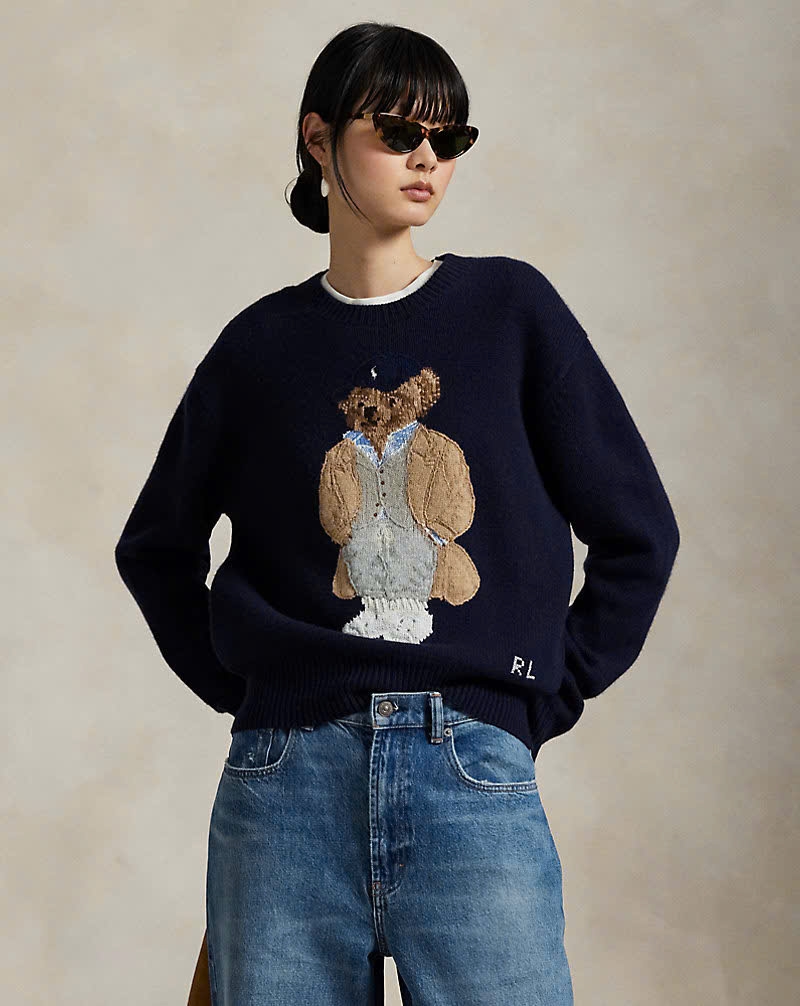 Áo len pha len cashmere Polo Bear