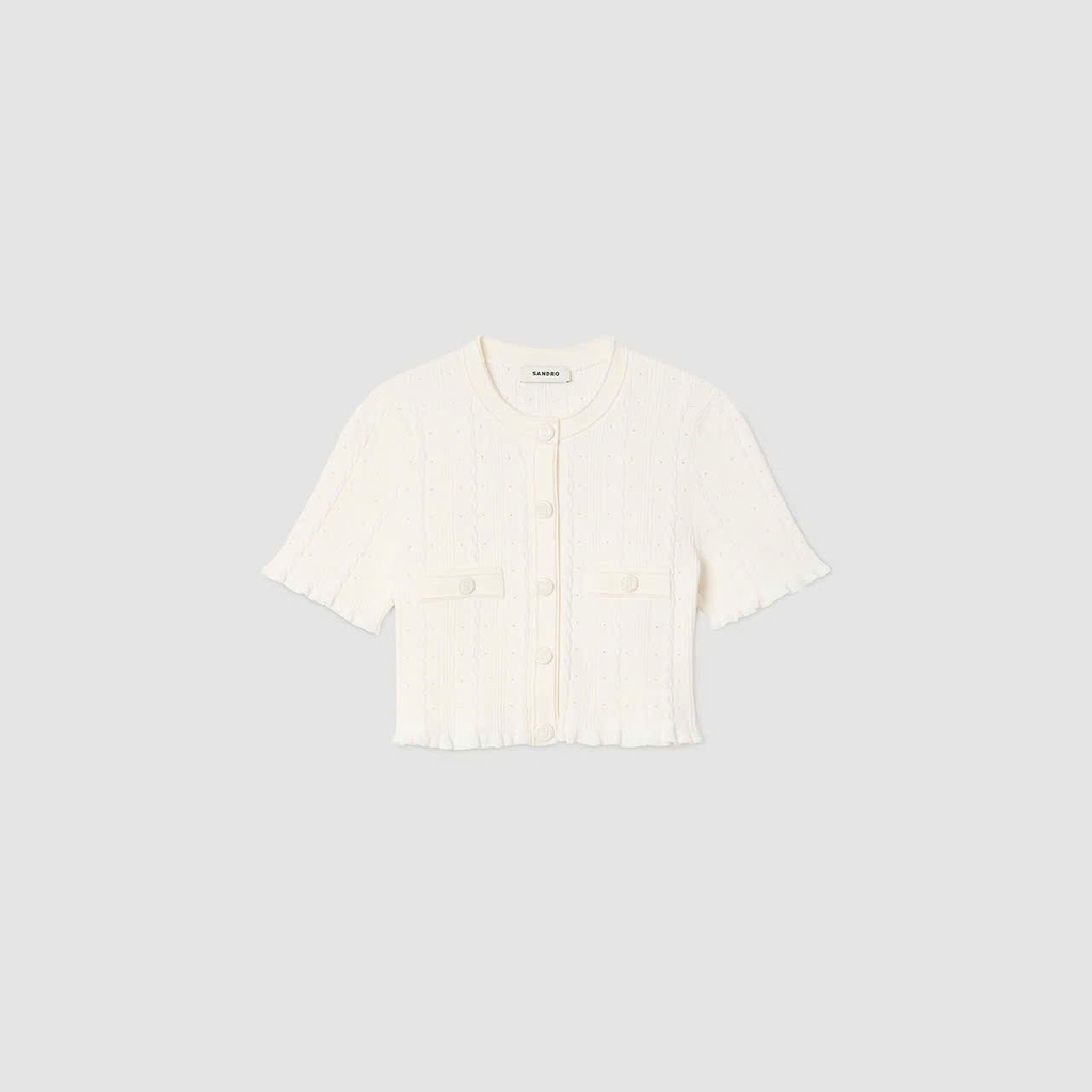 Set Áo cardigan đan/Chân váy midi có đường xẻ