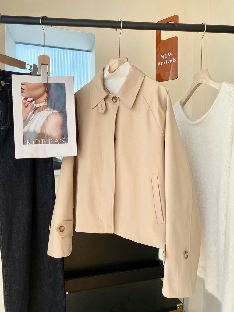 ÁO KHOÁC TRENCH COAT NGẮN OVERSIZED CÓ CẦU VAI