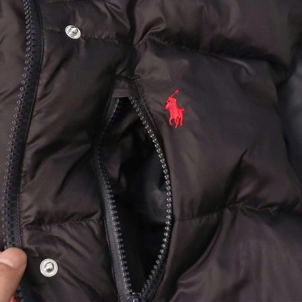 Áo phao gile Polo có mũ logo thêu