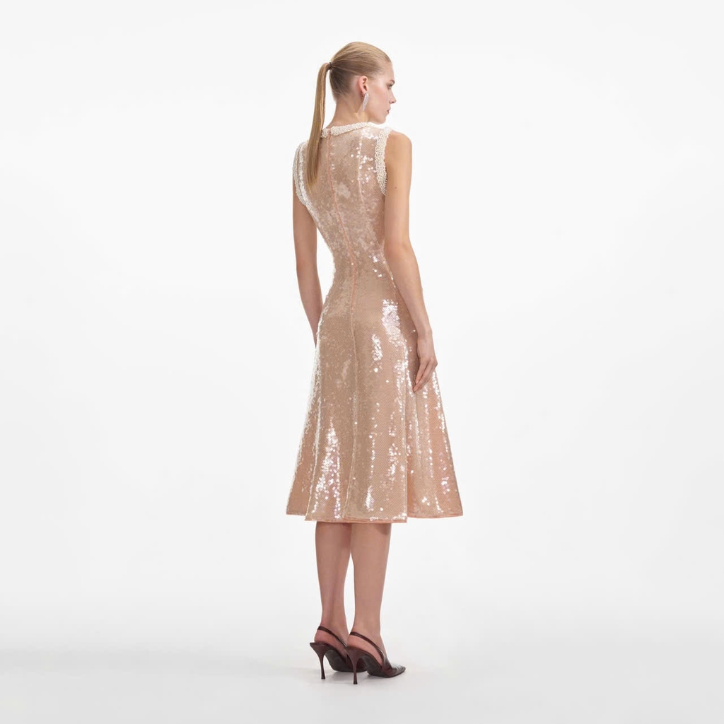 Váy MIDI viền ngọc trai sequin