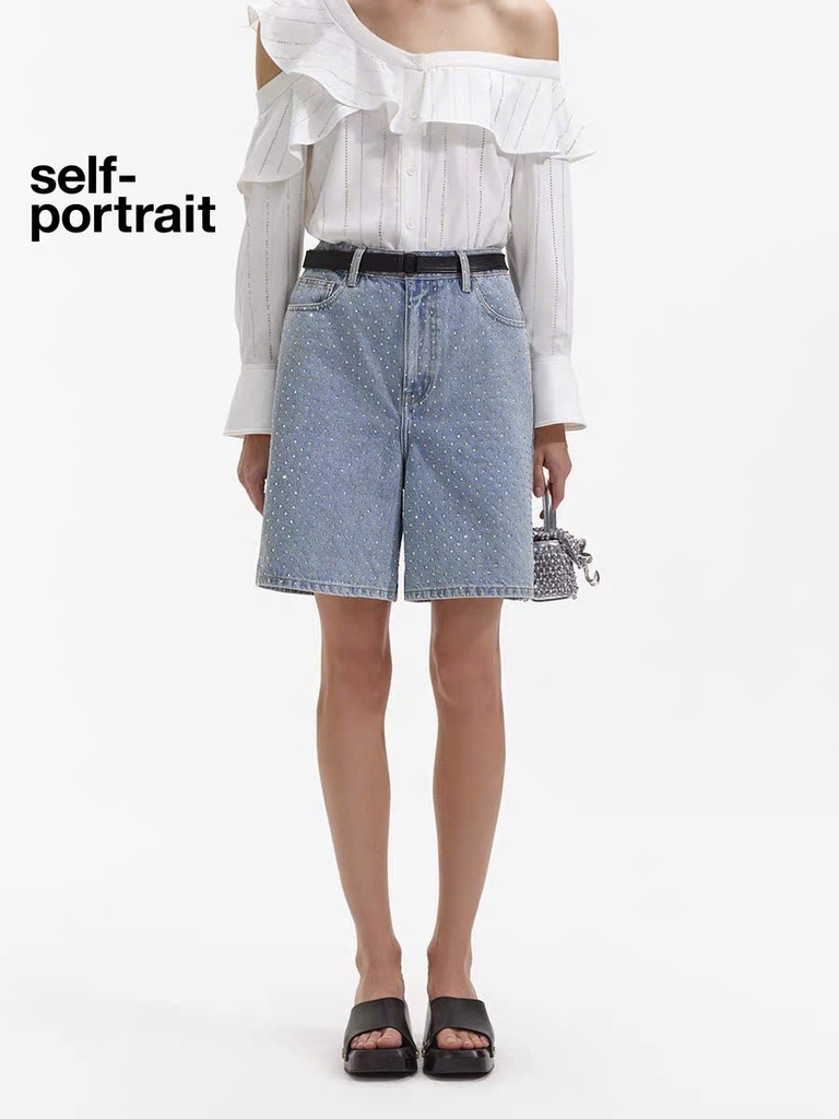 Short lửng denim Self - Portrait bling